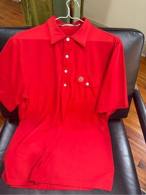 Criquet Red Short-Sleeve Polo Shirt with Pocket